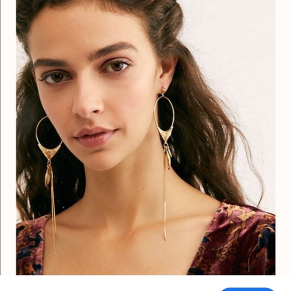 Free people goldtone & stone long dangling earrings - Picture 6 of 7